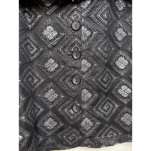 Jeff Gallano Black Gray Skirt Suit Geometric Jacket Skirt France T2 Medium MINT - Picture 7 of 16